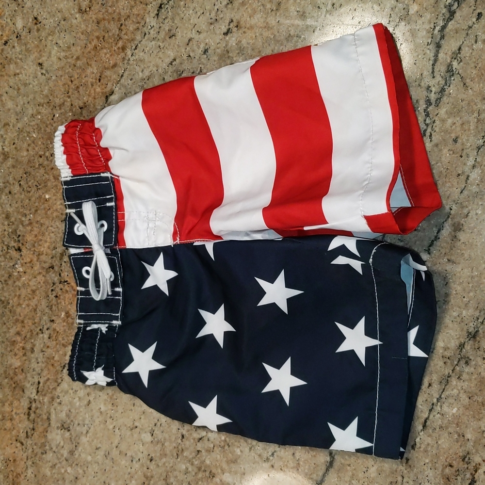 EUC Toddler American Flag Swim Trunks